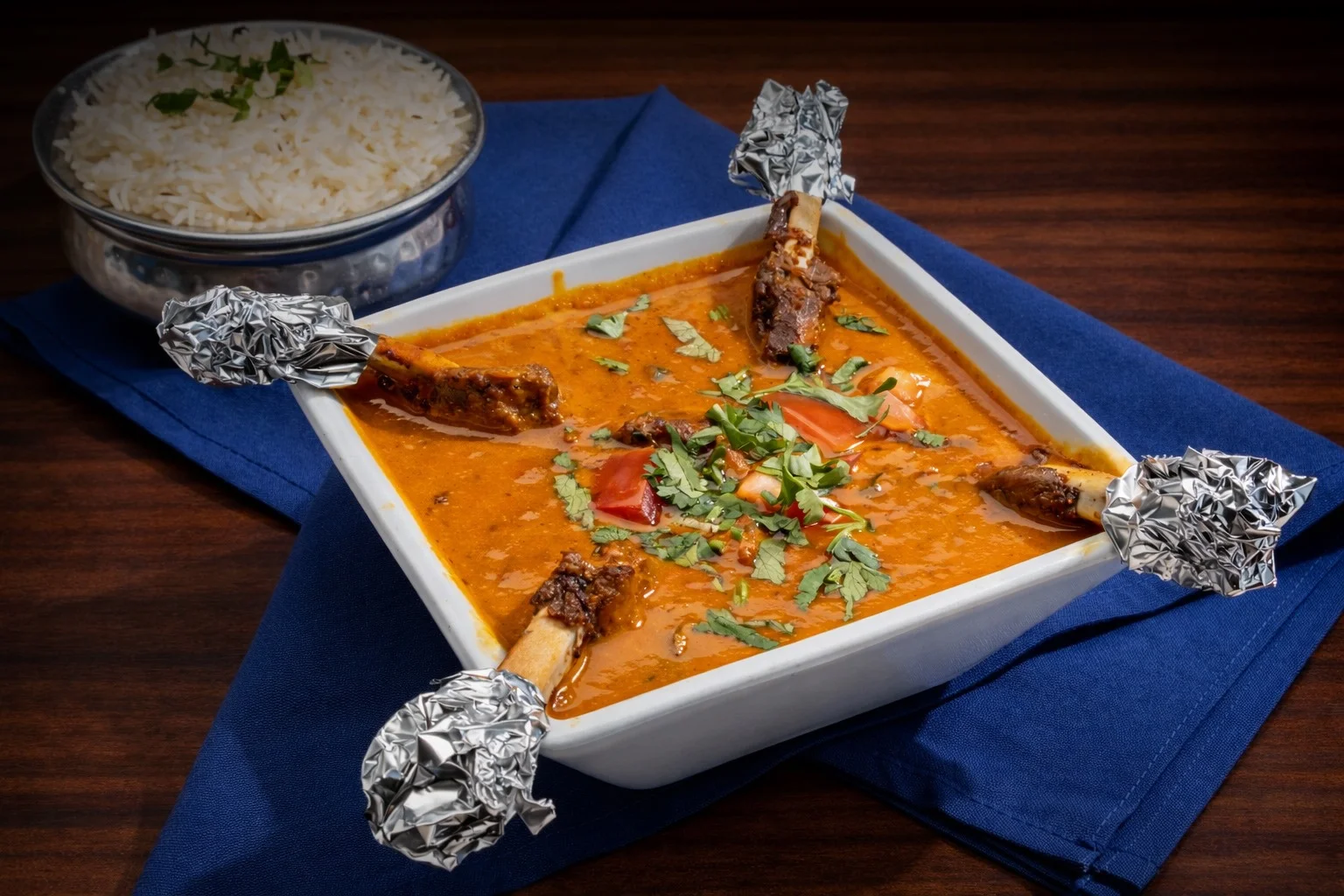 Detailed close-up of the restaurant interior decor and table settings